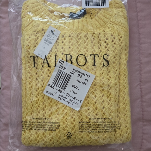 NEW Talbots petite yellow long sleeve sweater. - Picture 6 of 6